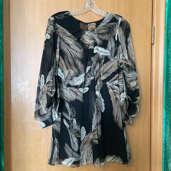 Diane von Furstenberg Feather Pattern Silk Tunic Blouse - Picture 1 of 7